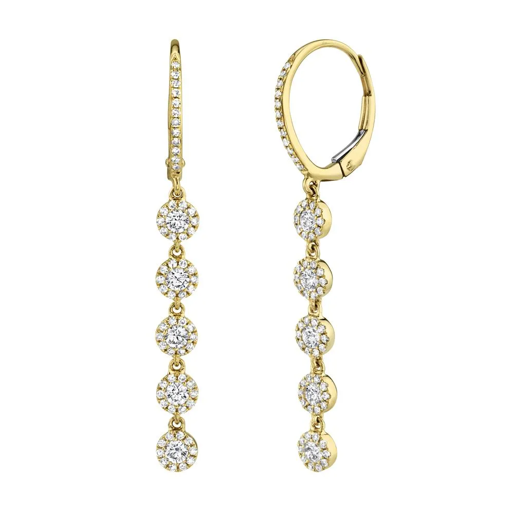14k Gold 1.00 Carat Diamond Drop Earrings, Available in White, Rose and Yellow Gold