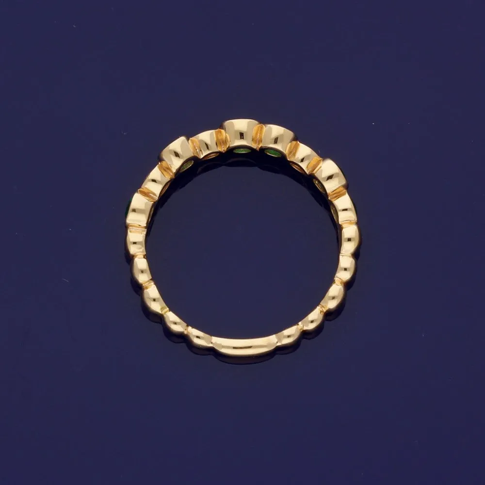 18ct Rose Gold Emerald & Diamond Bubble Half Eternity Ring