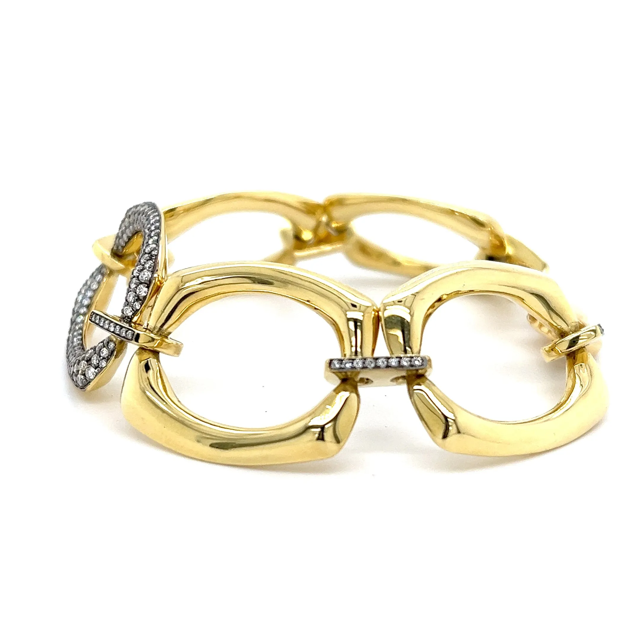 18kt Green Gold Solid Mid Link Large Bracelet