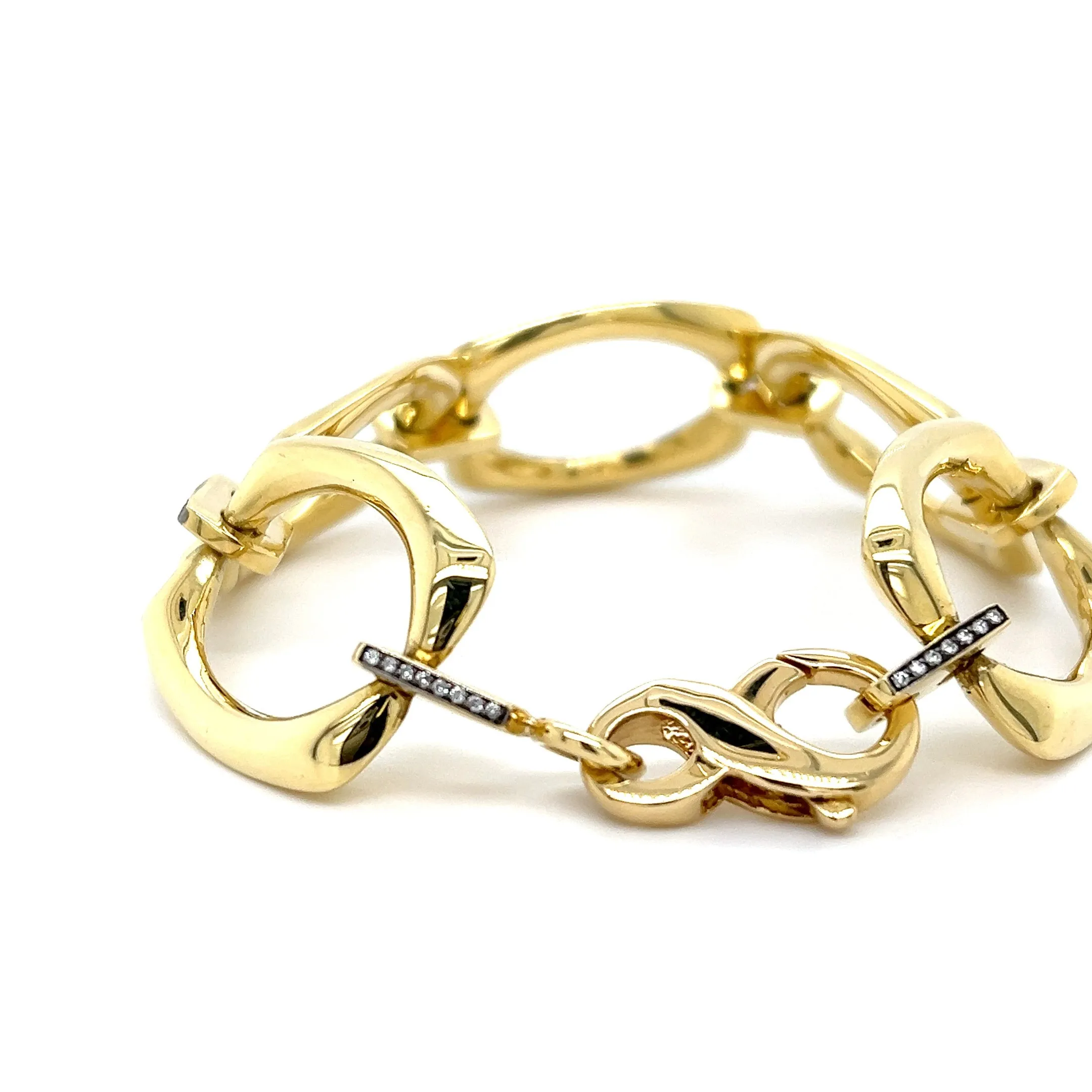 18kt Green Gold Solid Mid Link Large Bracelet