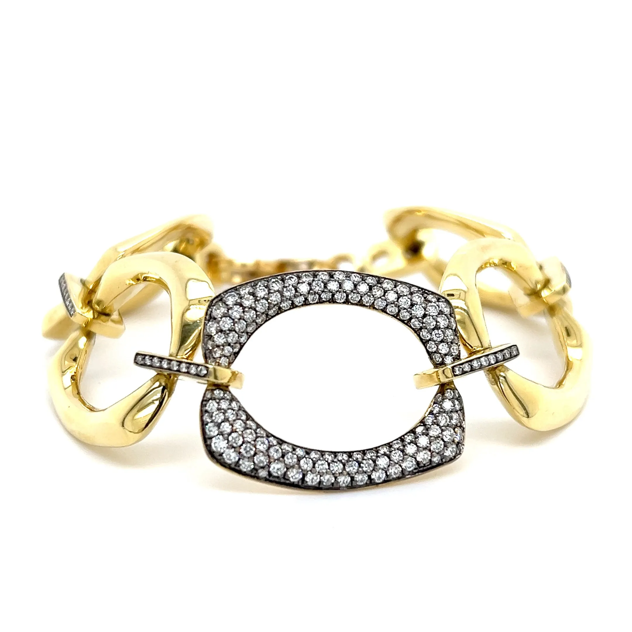18kt Green Gold Solid Mid Link Large Bracelet