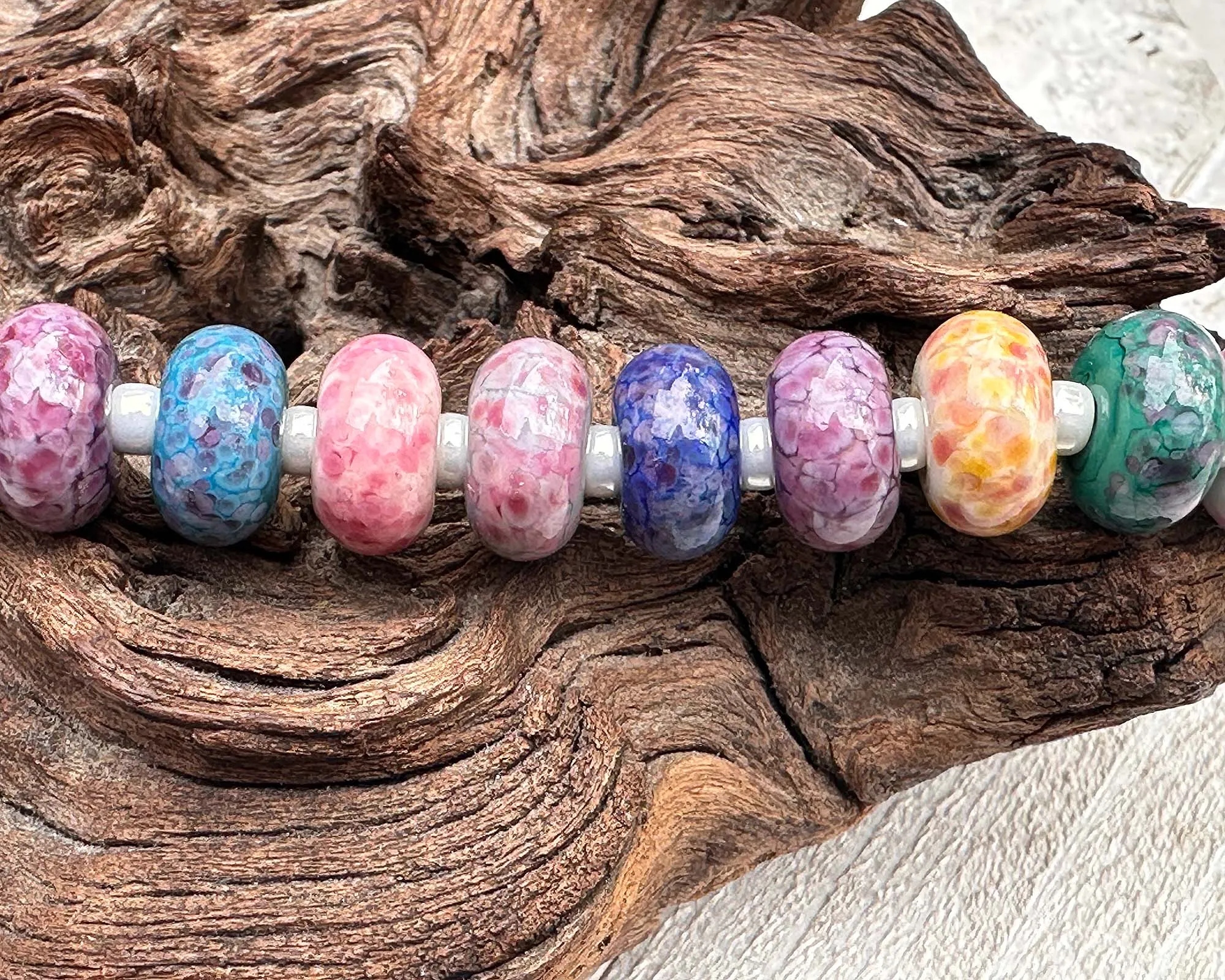19 Candy Pink Lampwork Beads Set SRA