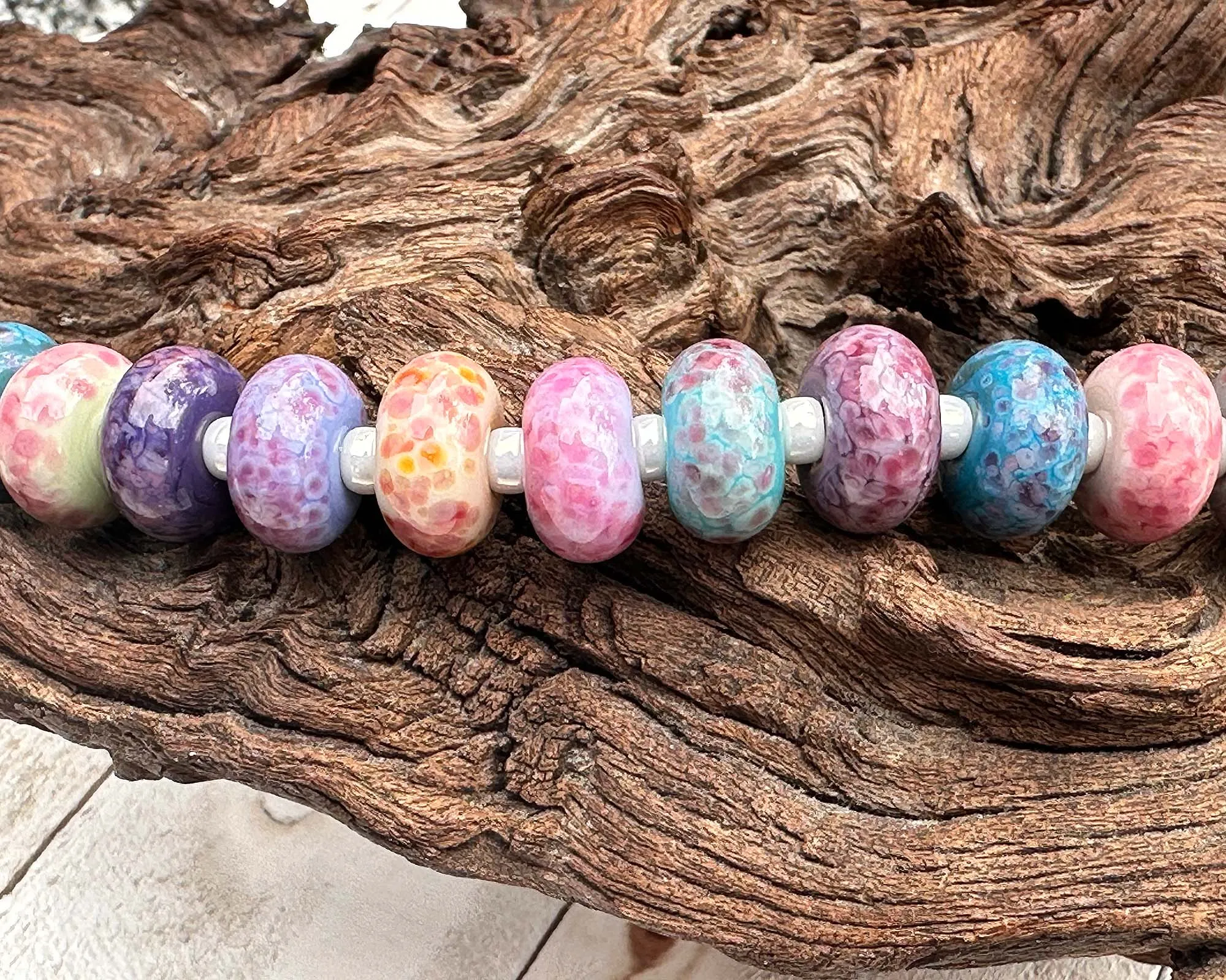 19 Candy Pink Lampwork Beads Set SRA