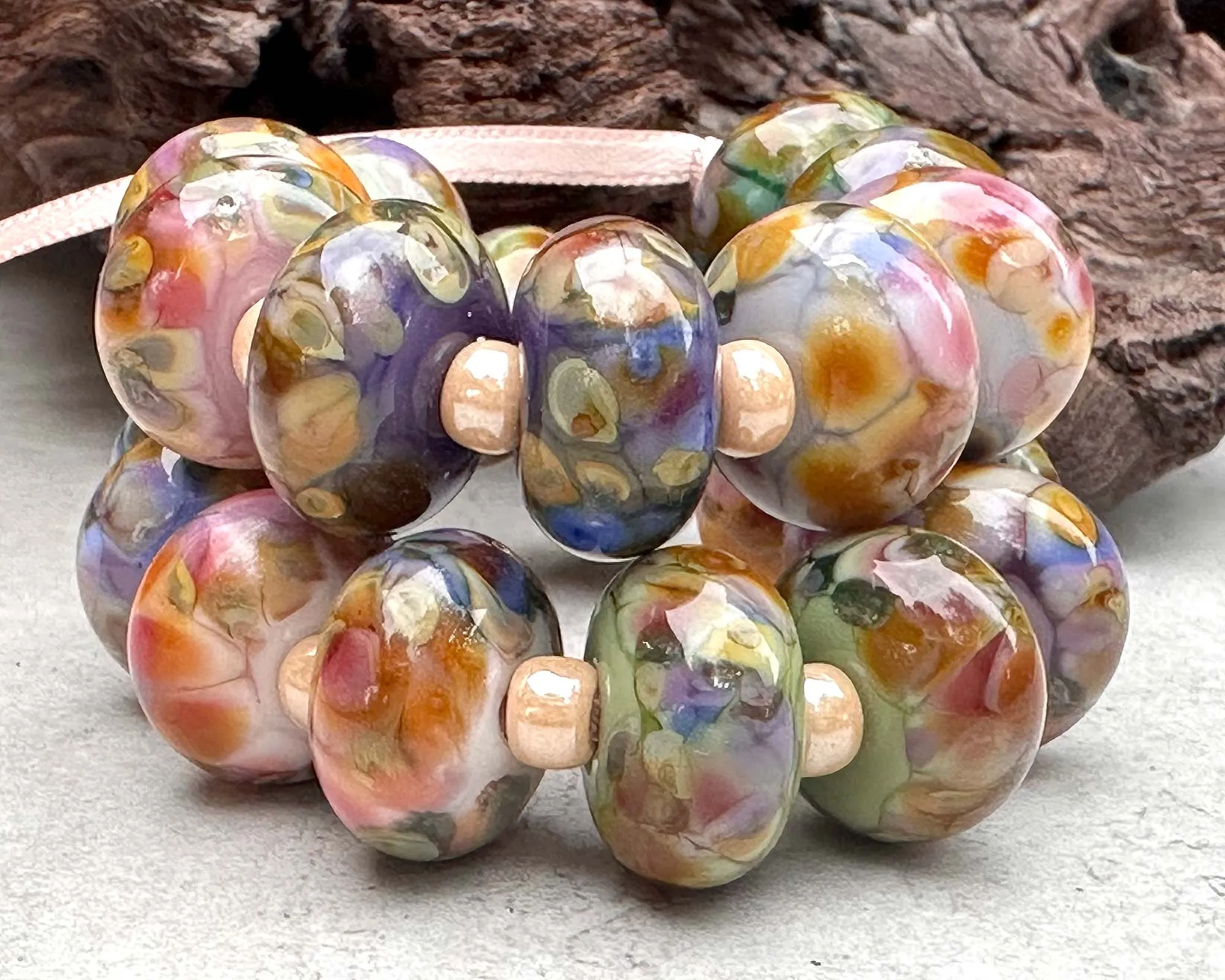 20 Picasso Mosaic Pairs Lampwork Beads Set SRA