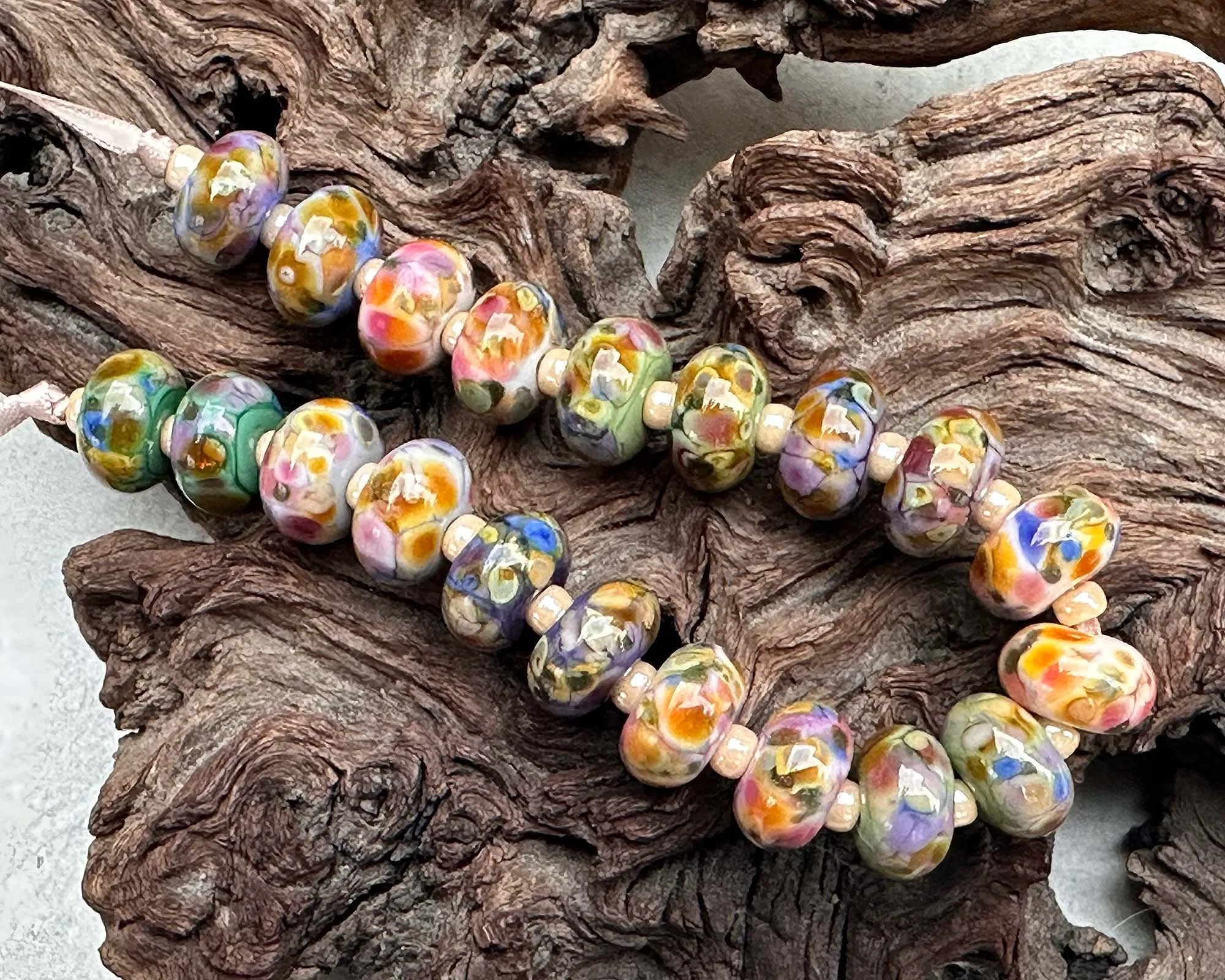 20 Picasso Mosaic Pairs Lampwork Beads Set SRA