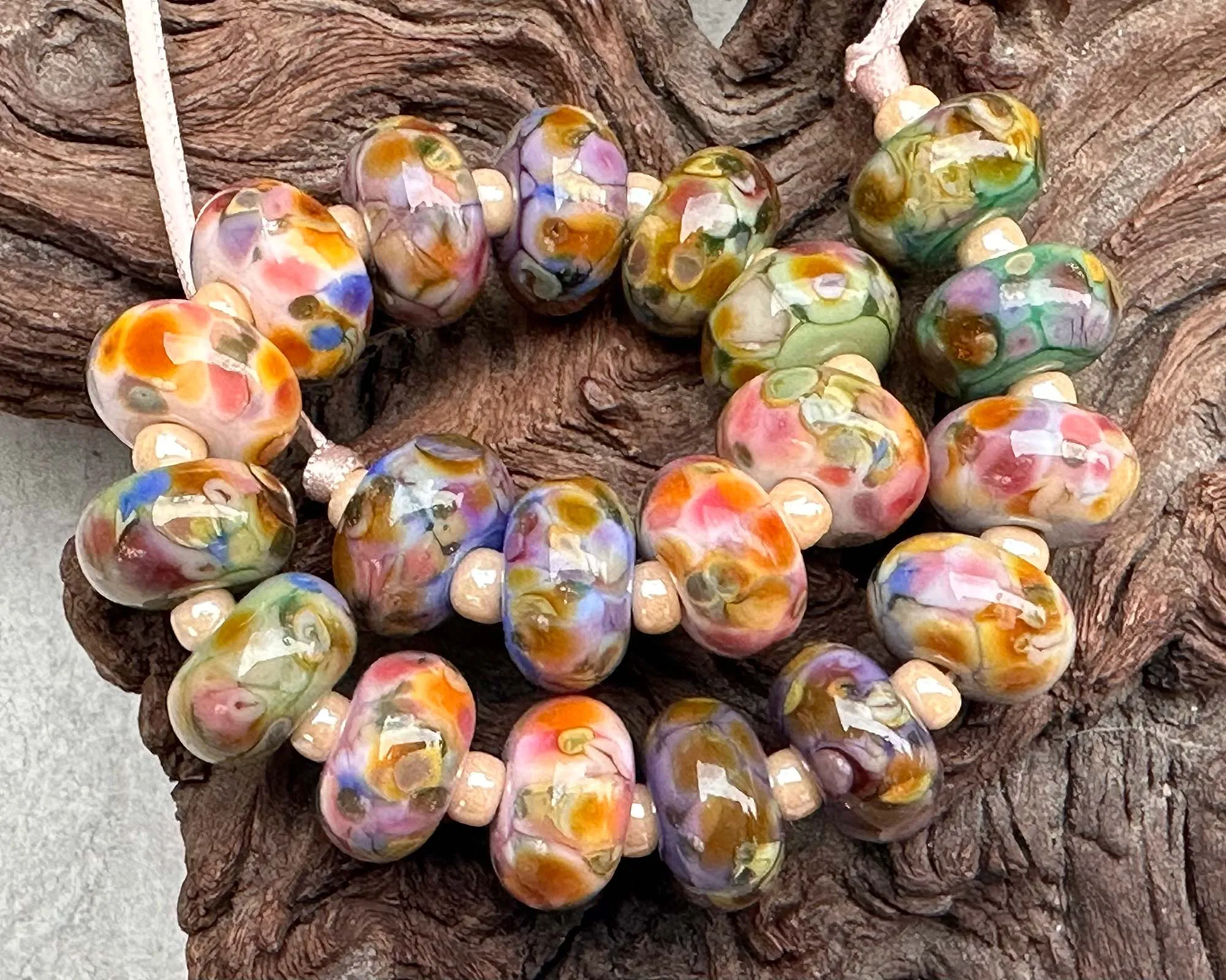20 Picasso Mosaic Pairs Lampwork Beads Set SRA