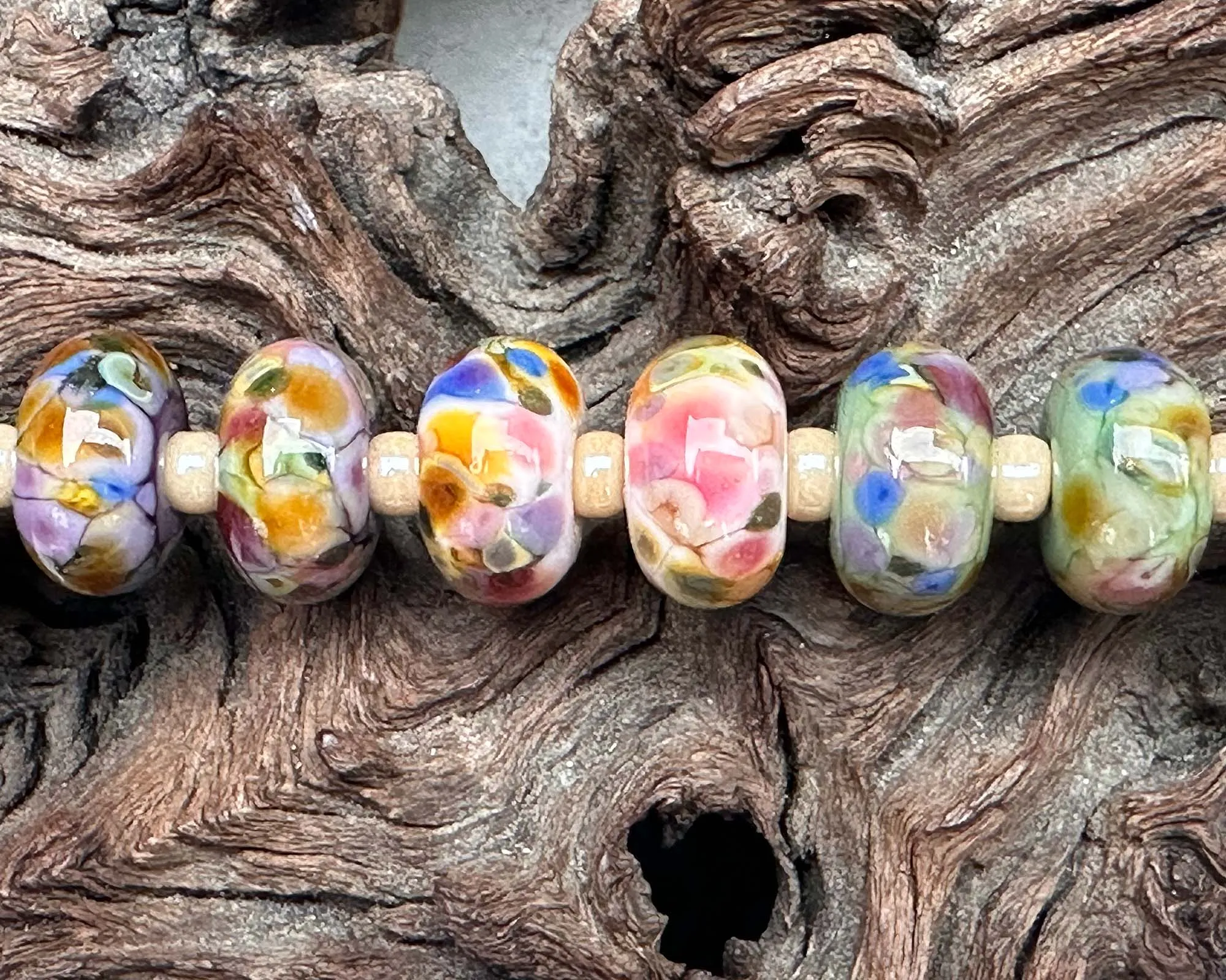 20 Picasso Mosaic Pairs Lampwork Beads Set SRA