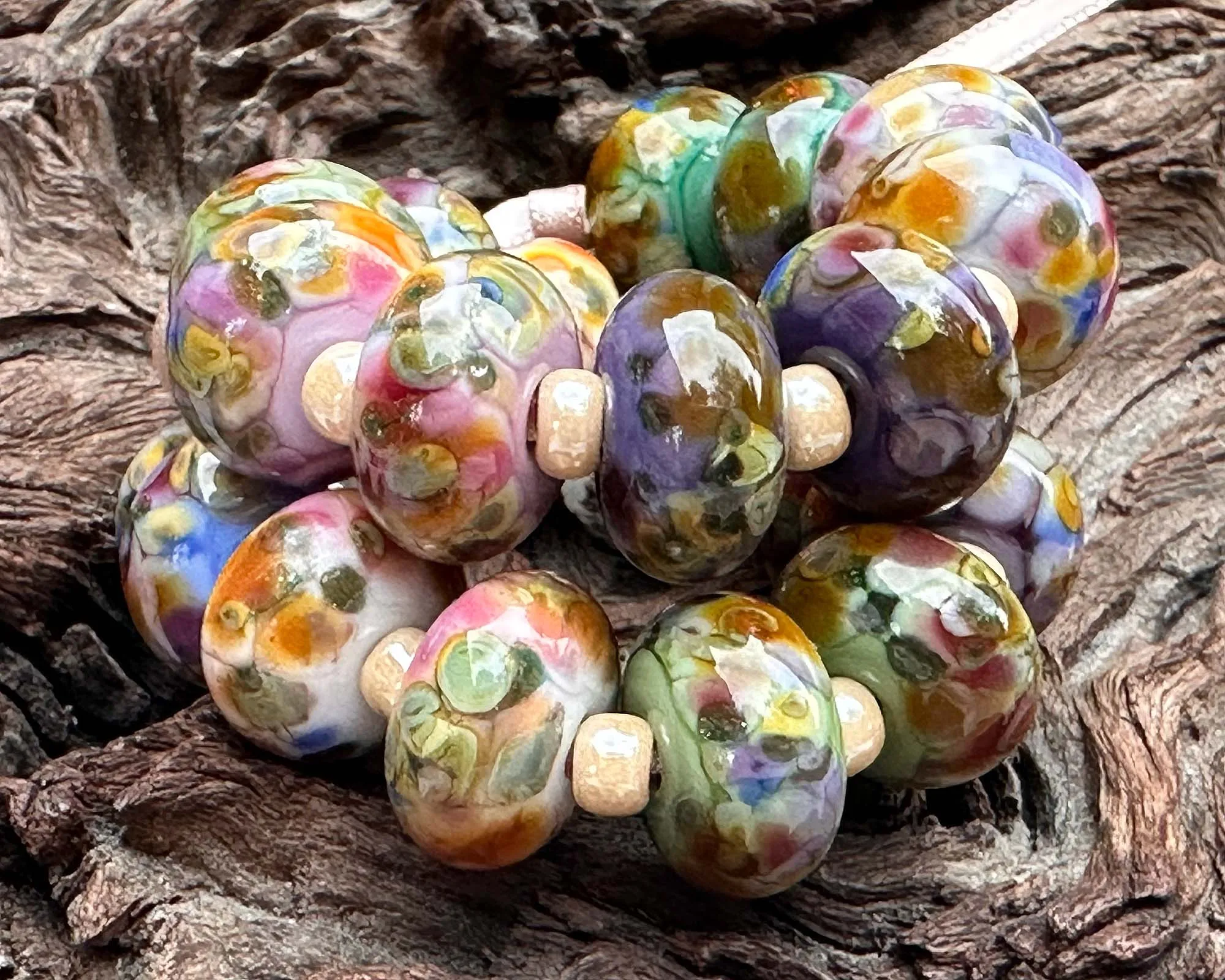 20 Picasso Mosaic Pairs Lampwork Beads Set SRA