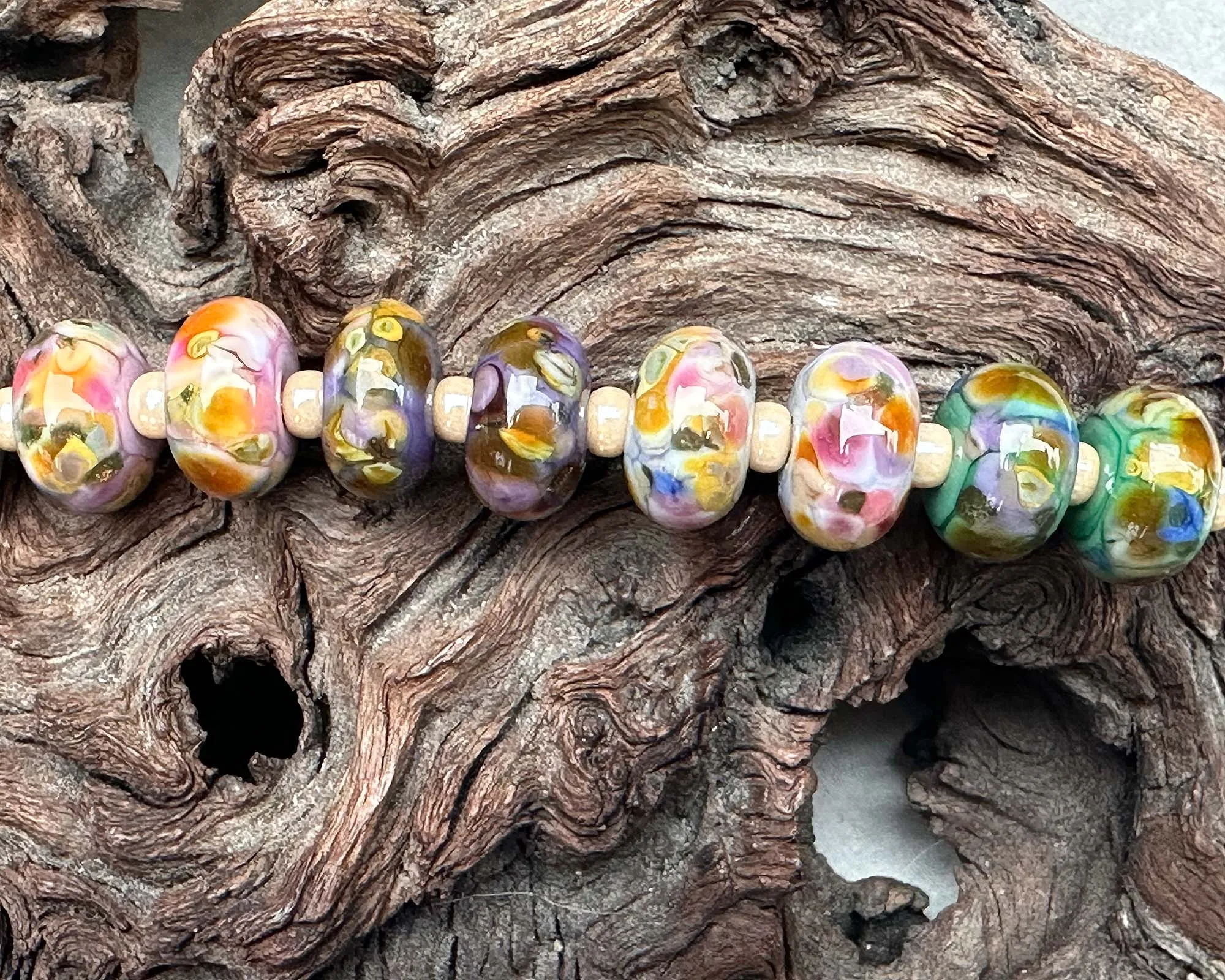 20 Picasso Mosaic Pairs Lampwork Beads Set SRA