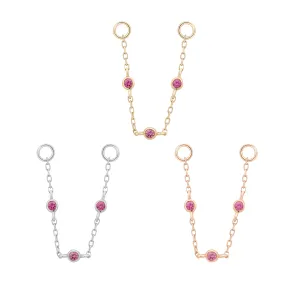 3 Bezel Pink Sapphire Chain