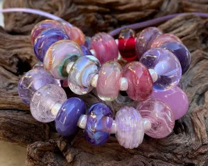 30 Pink Purple Orphan Lampwork Beads Mix SRA