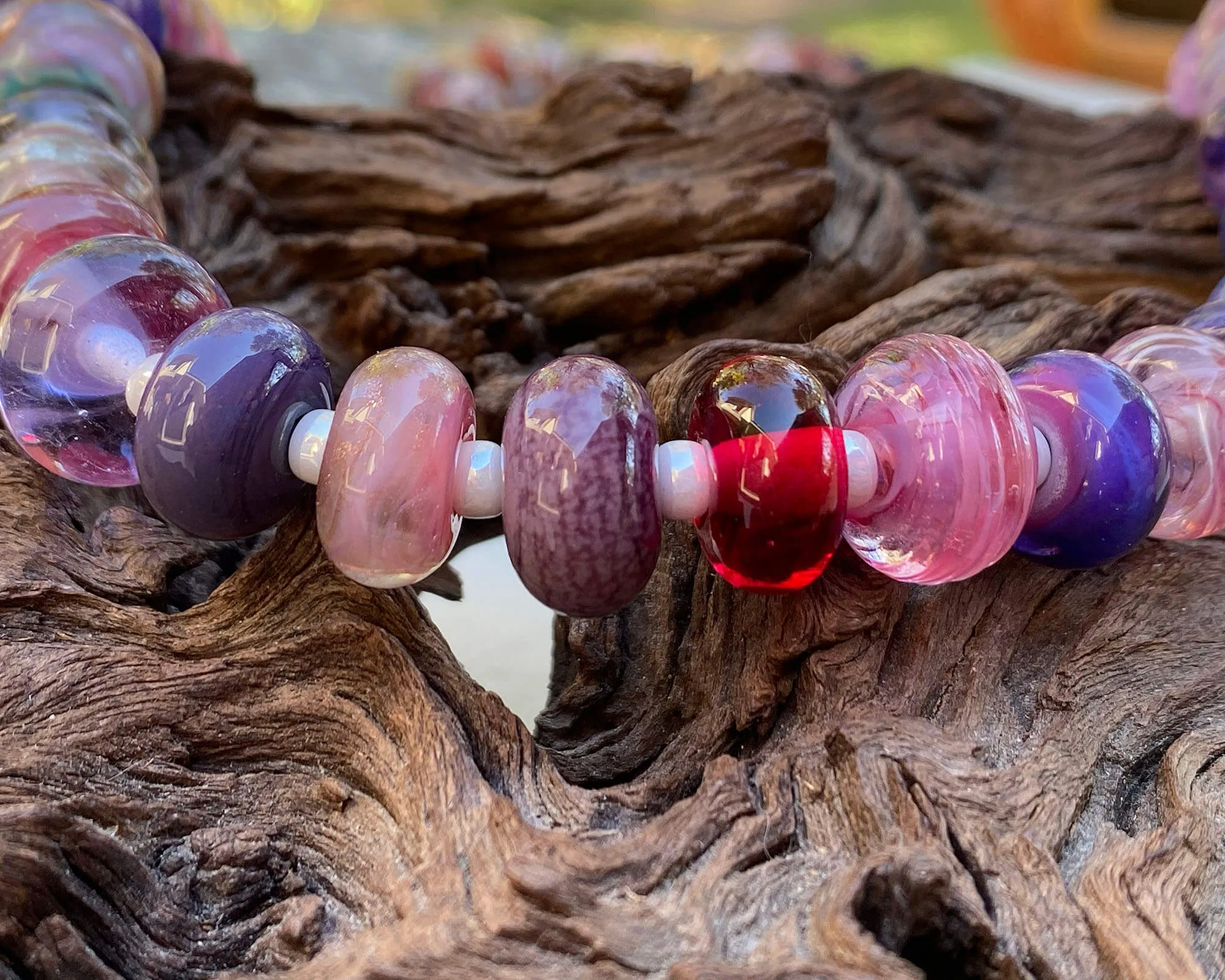 30 Pink Purple Orphan Lampwork Beads Mix SRA