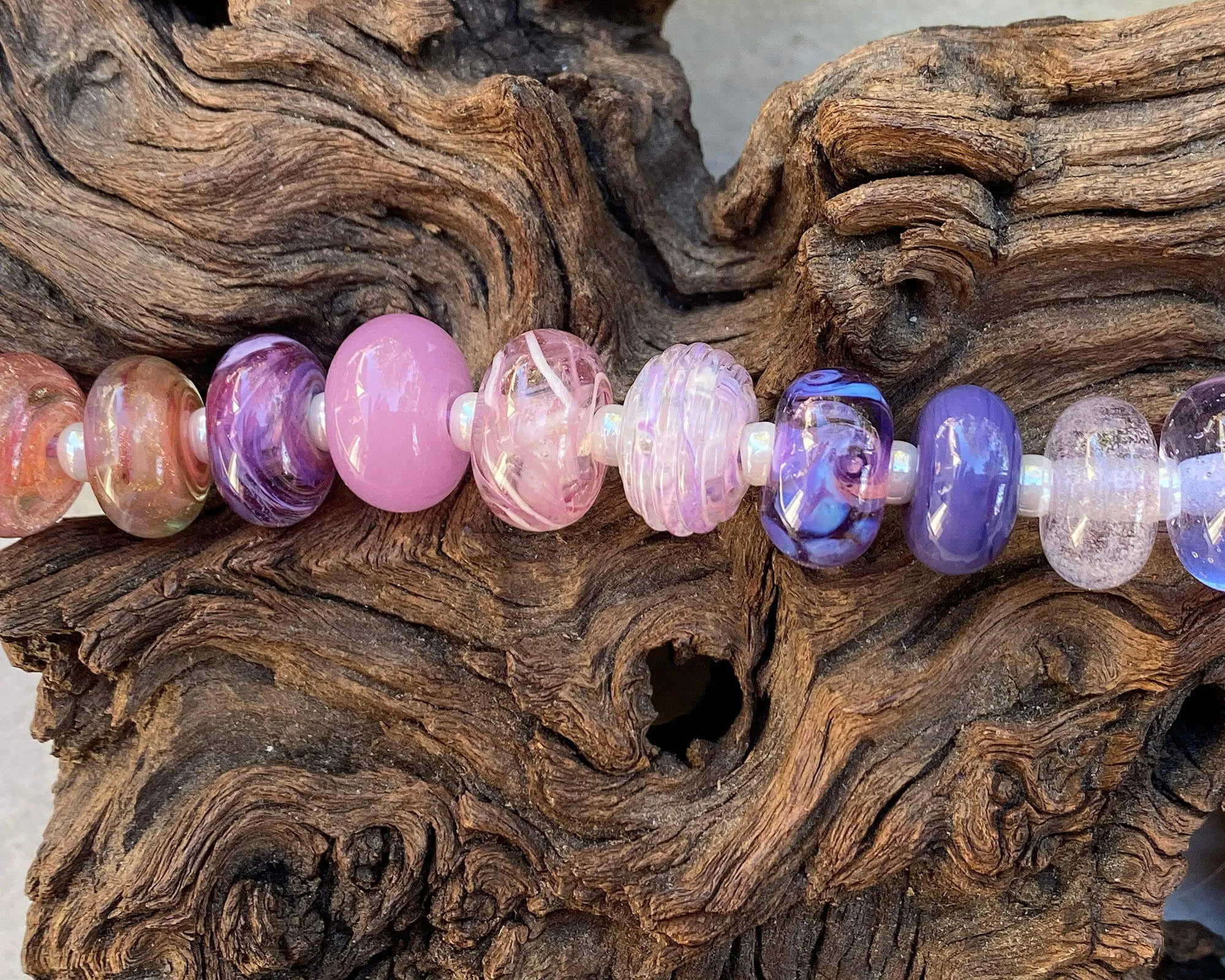 30 Pink Purple Orphan Lampwork Beads Mix SRA