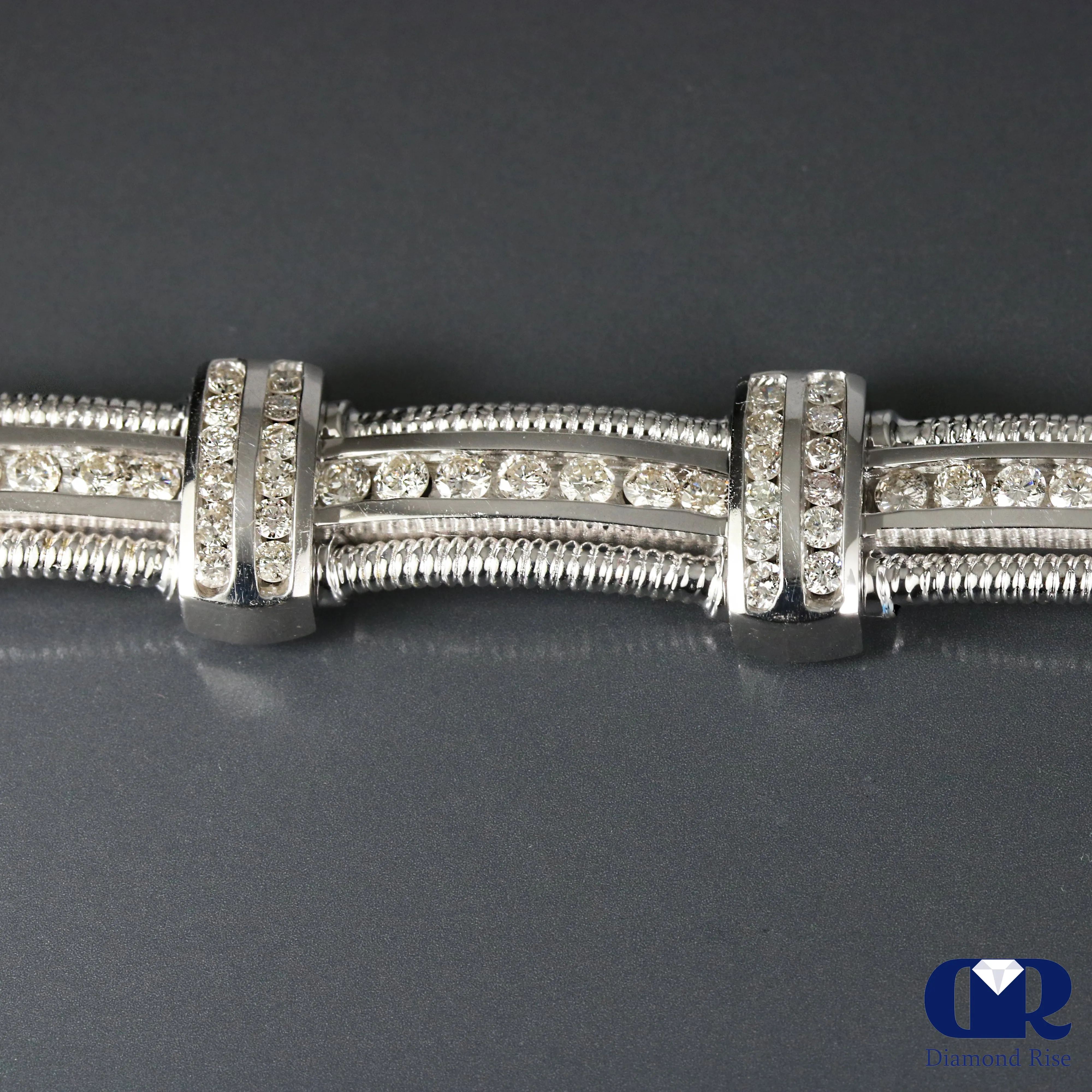 6.65 Carat Natural Diamond Bracelet In 14K White Gold