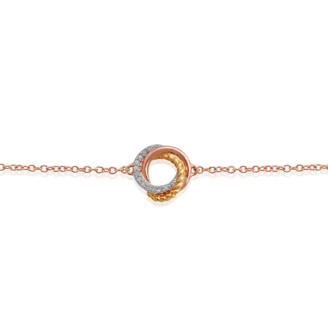 9 Karat Drei Farben gold 'Umschlungene' Liebesknoten DIAMANTARMBAND