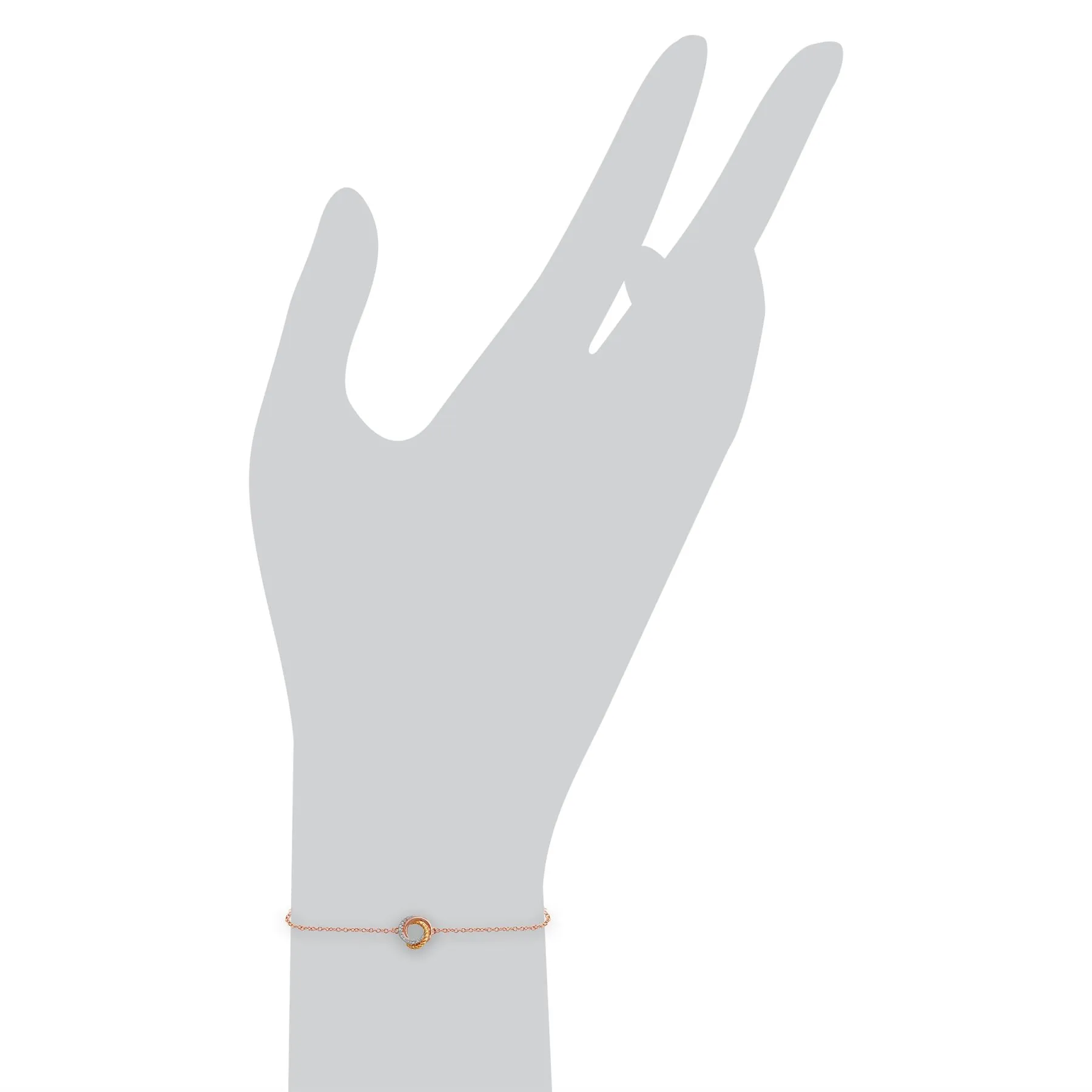 9 Karat Drei Farben gold 'Umschlungene' Liebesknoten DIAMANTARMBAND