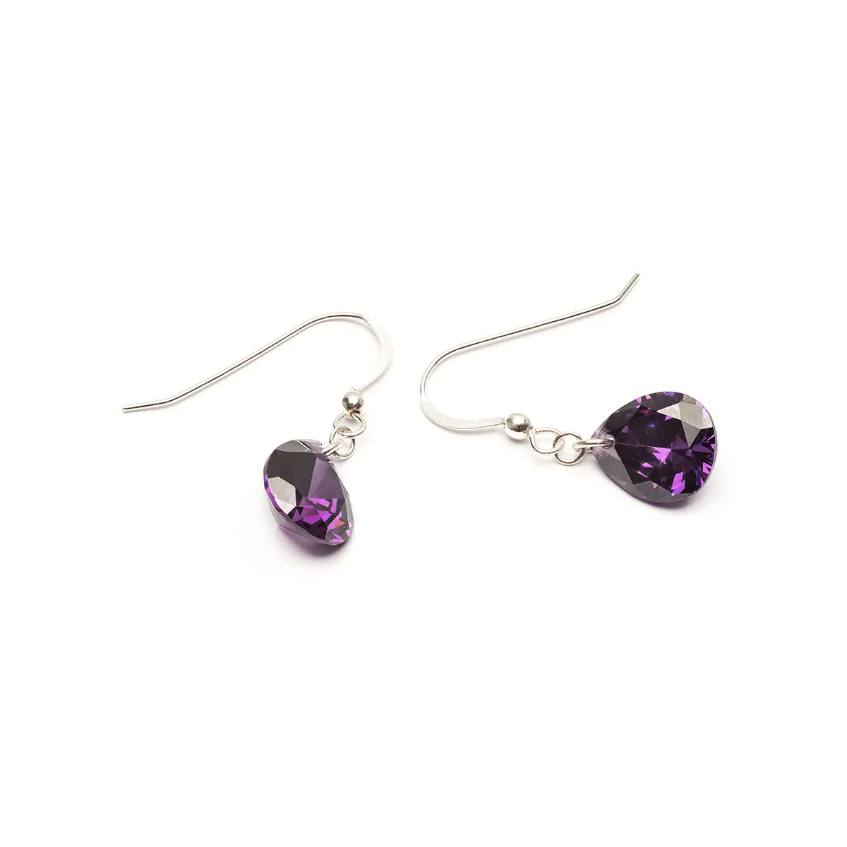 925 Sterling Silver Purple Zirconia French Hook Earrings
