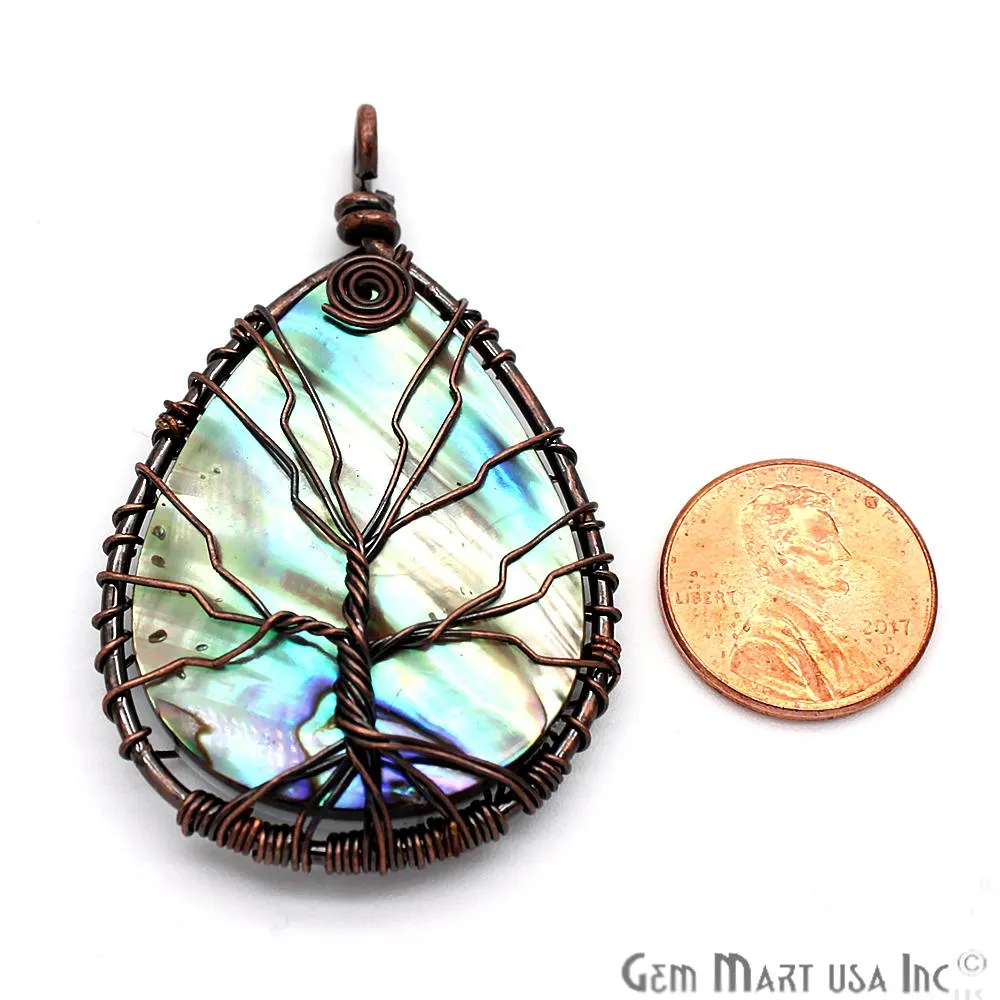 Abalone Pendant,Rose Gold Necklace,Tree of Life Rose Gold Pendant,Bracelets Charms