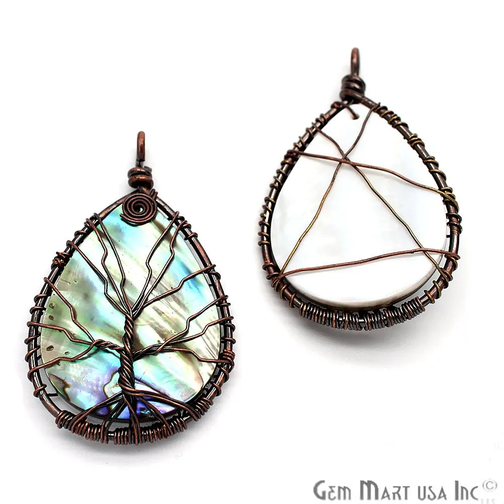 Abalone Pendant,Rose Gold Necklace,Tree of Life Rose Gold Pendant,Bracelets Charms