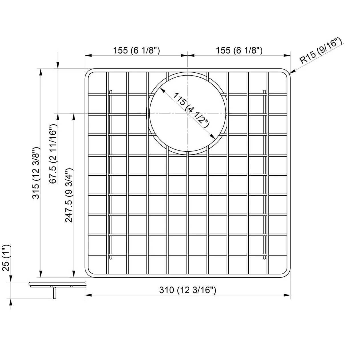 ALFI ABGR3420 Stainless Steel Grid for AB3420DI and AB3420UM