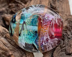 Aqua Pink Shimmer Lampwork Focal Bead SRA