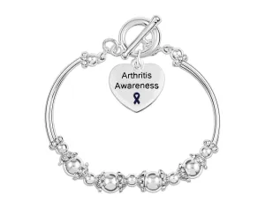 Arthritis Awareness Heart Charm Partial Beaded Bracelets
