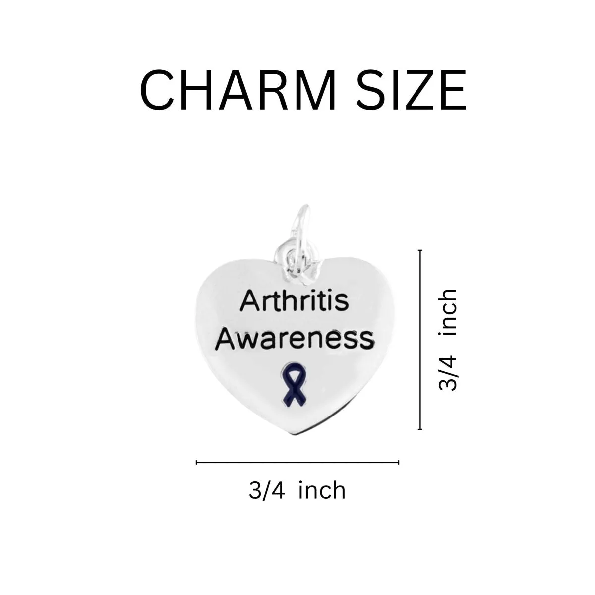 Arthritis Awareness Heart Charm Partial Beaded Bracelets