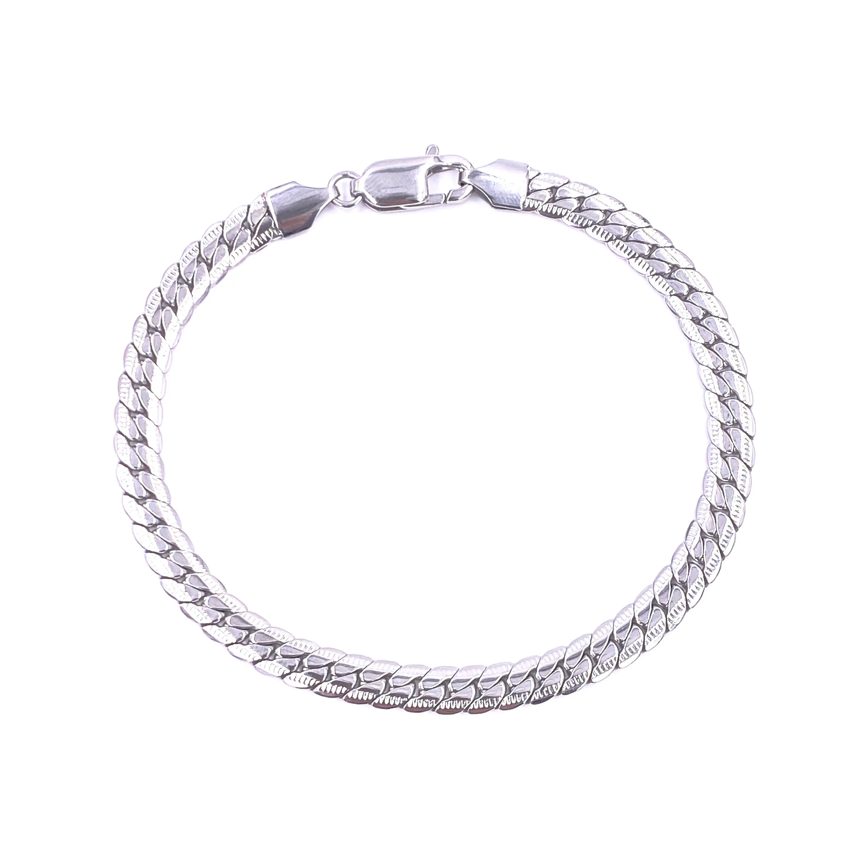 Ashley Gold Stainless Steel Curb Design Faceted Men's Bracelet