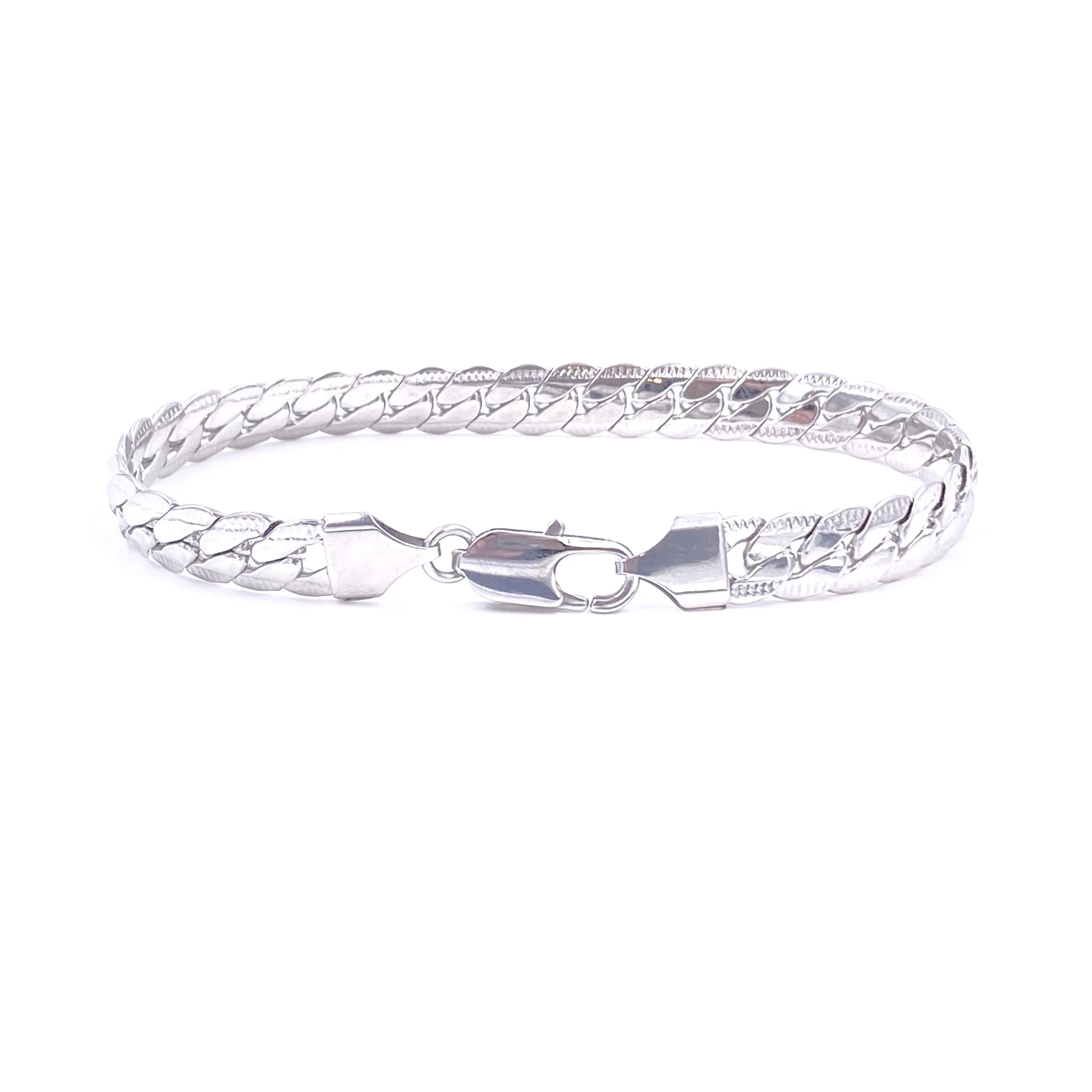 Ashley Gold Stainless Steel Curb Design Faceted Men's Bracelet
