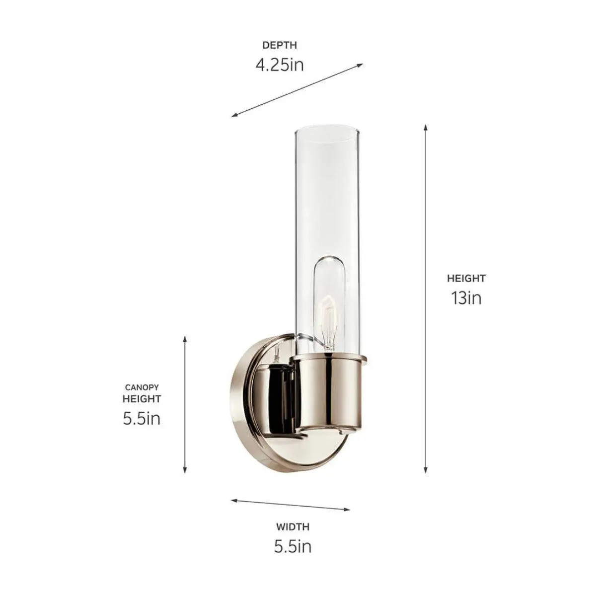 Aviv 13" 1-Light Wall Sconce, Polished Nickel Finish