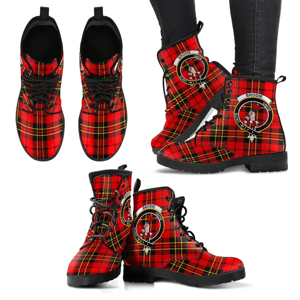 Brodie Modern Tartan Clan Badge Leather Boots
