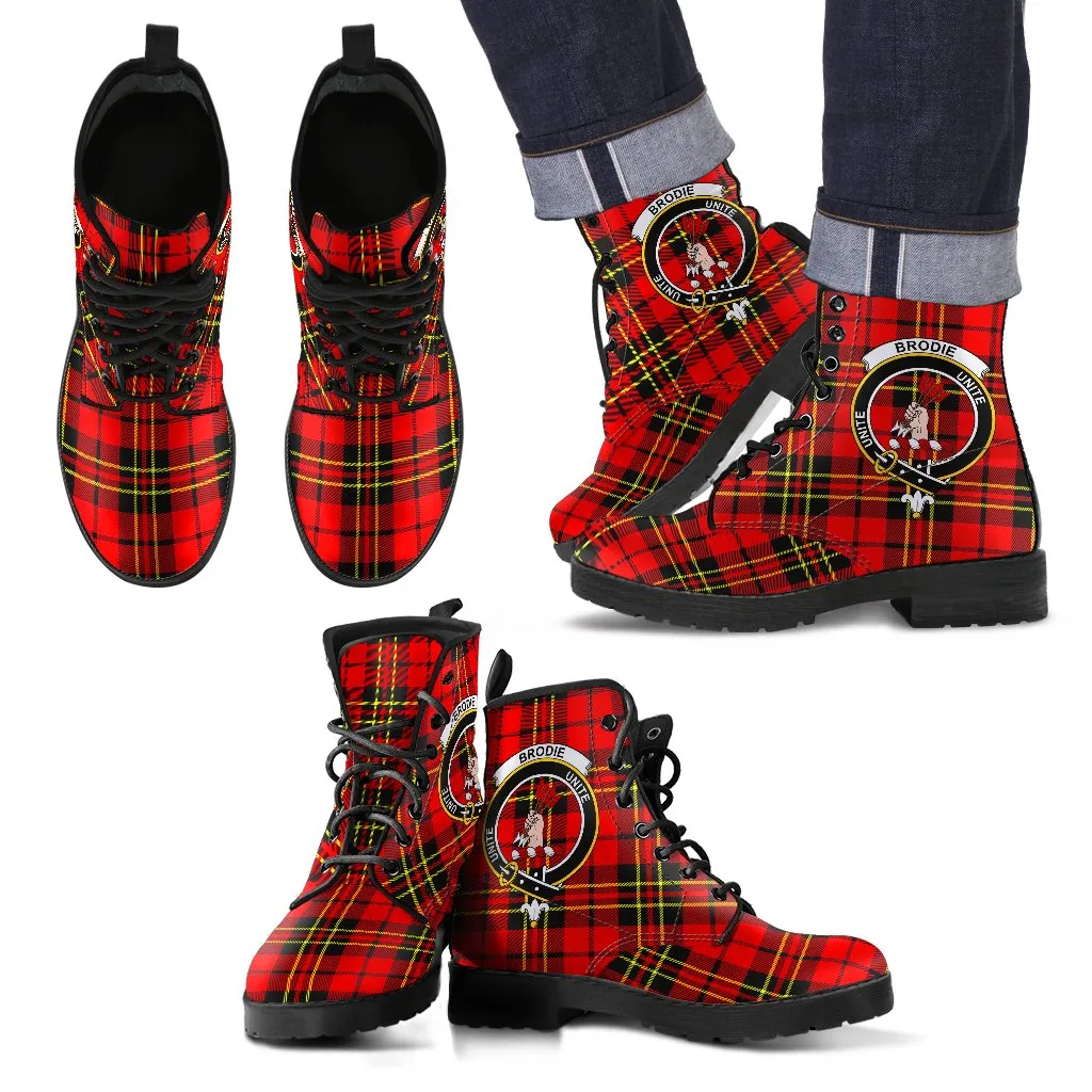 Brodie Modern Tartan Clan Badge Leather Boots
