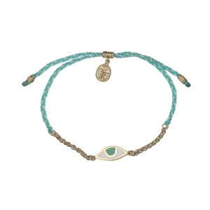 CHAIN & CORD EYE PROTECTION BRACELET - AQUA AND CREAM - GOLD
