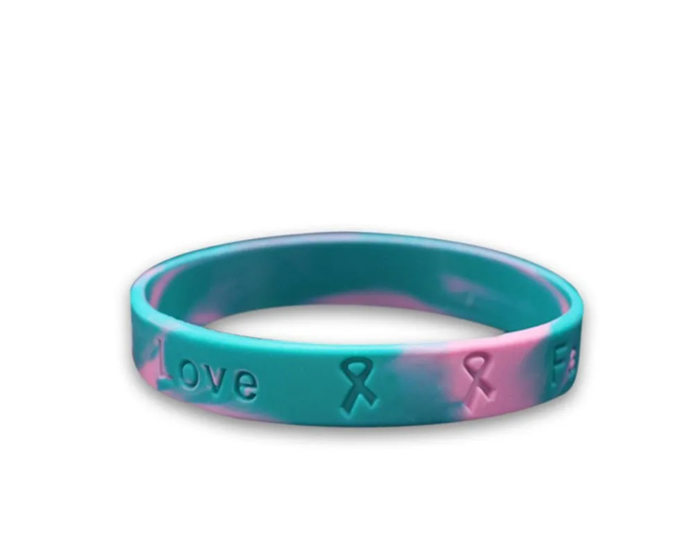 Child Pink & Teal Awareness Silicone Bracelet Wristbands