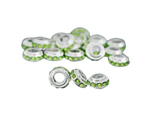 Crystal Accent Green Ribbon Charms - Light Green