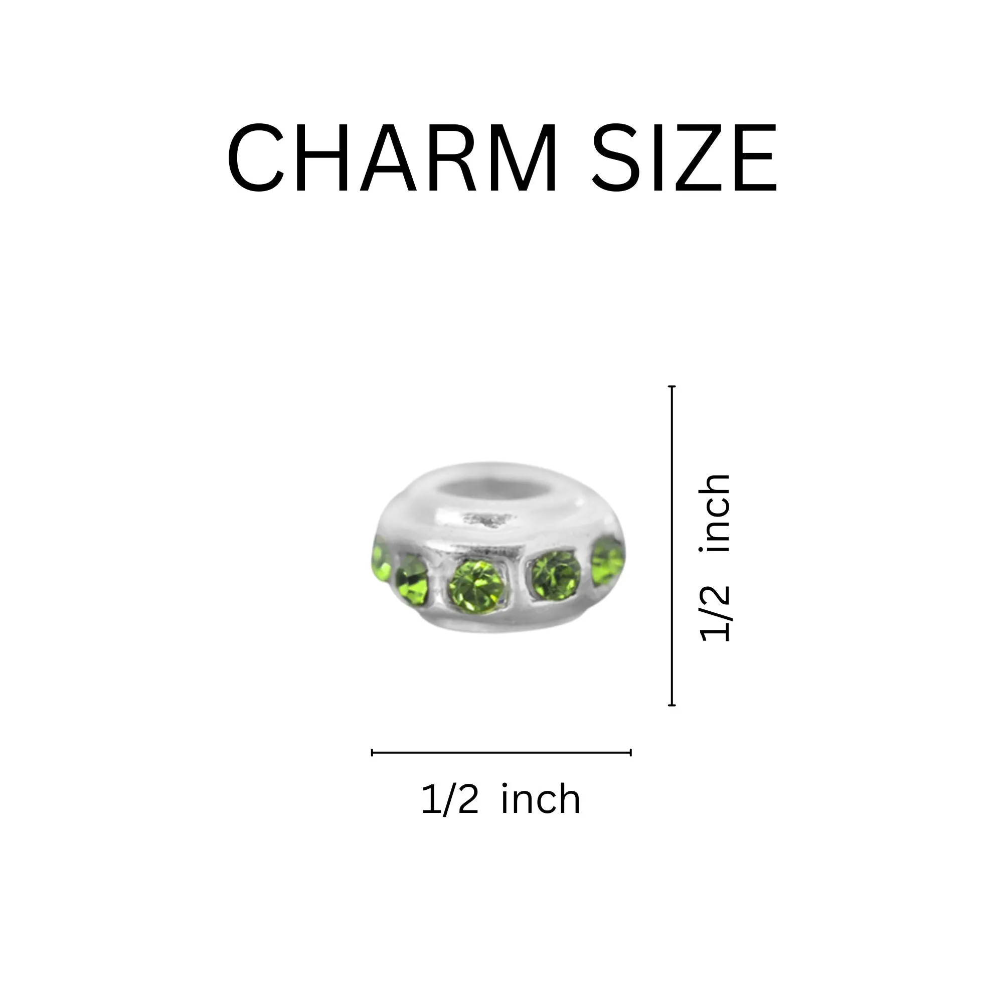 Crystal Accent Green Ribbon Charms - Light Green