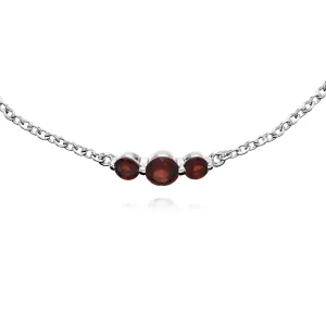 Damen Sterlingsilber Drei Stein Granat Rund Farbverlauf 19cm Armband