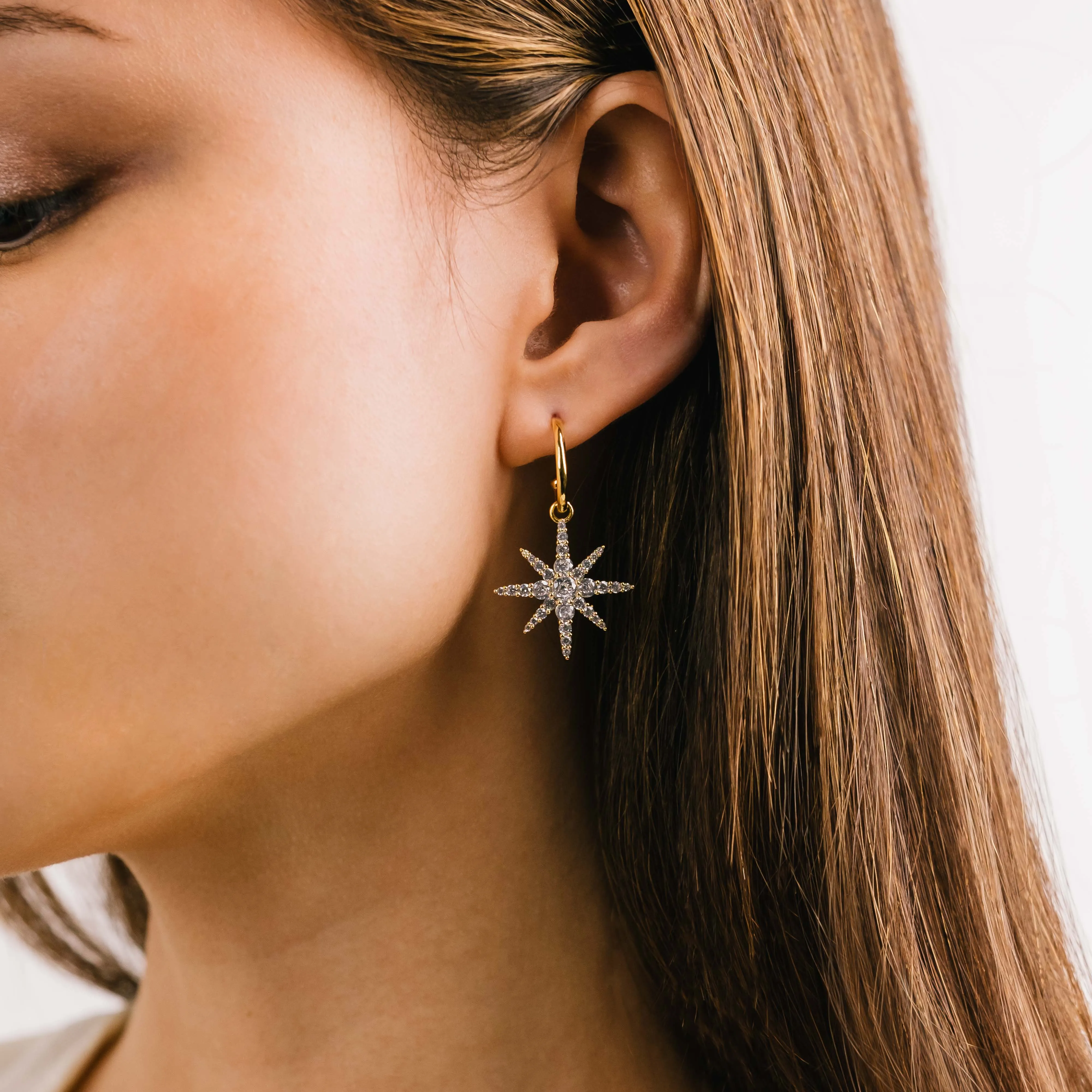 Etoile Star Hoop Earrings Silver