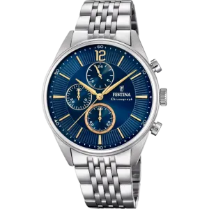 Festina Timeless Chronograph Stainless Steel Chronograph Mens Watch I Model F20285/3 Quartz Movement