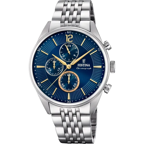 Festina Timeless Chronograph Stainless Steel Chronograph Mens Watch I Model F20285/3 Quartz Movement