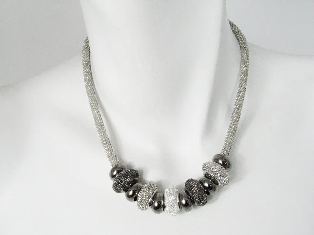 Floating Metal & Mesh Bead Necklace