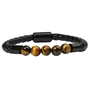Genuine Leather Volcanic Rock Beaded Bracelet