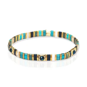 Handmade Gold Tila Bead Bracelet With Scattered Stone