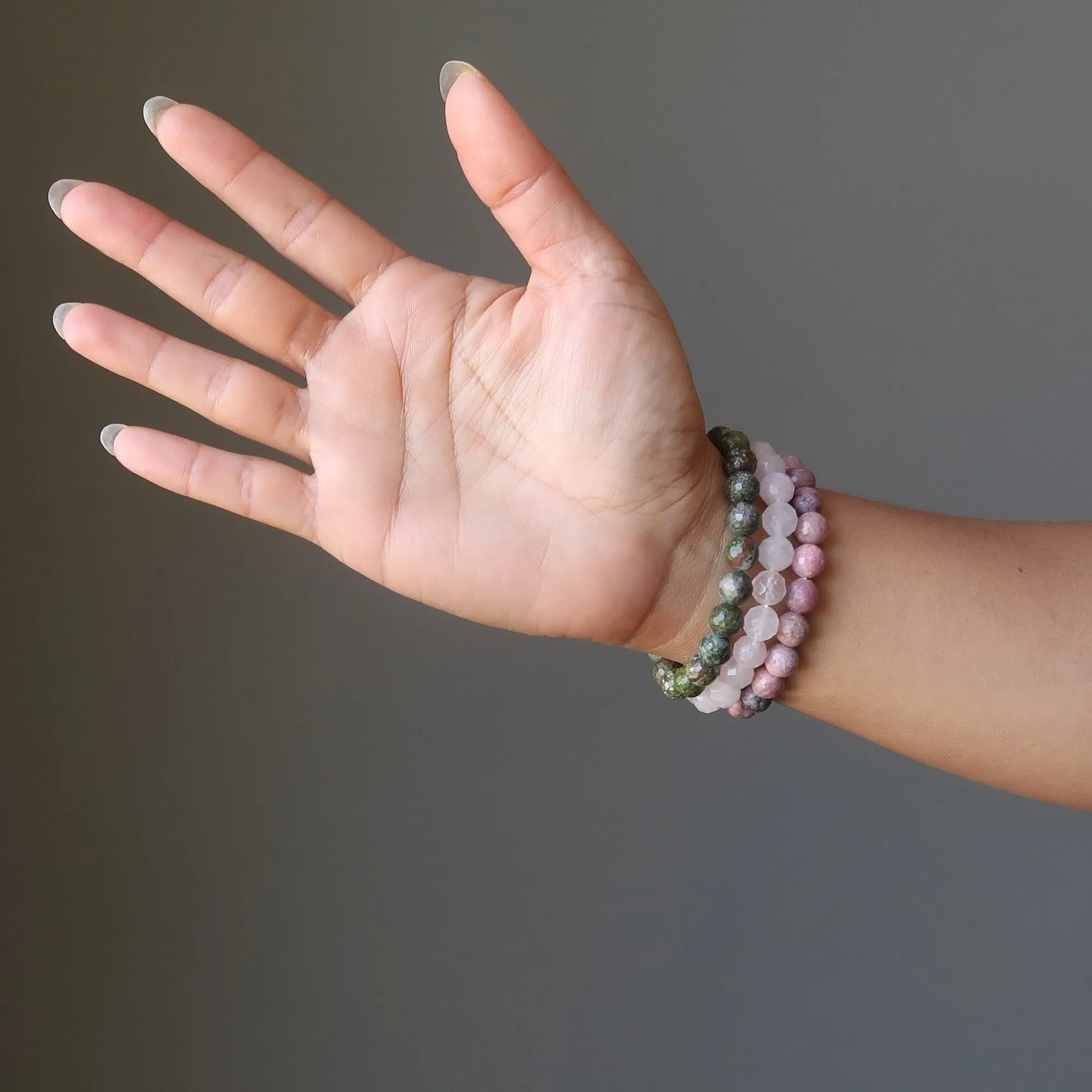 Heart Chakra Bracelet Set True Love Rose Quartz Rhodonite Chrysocolla