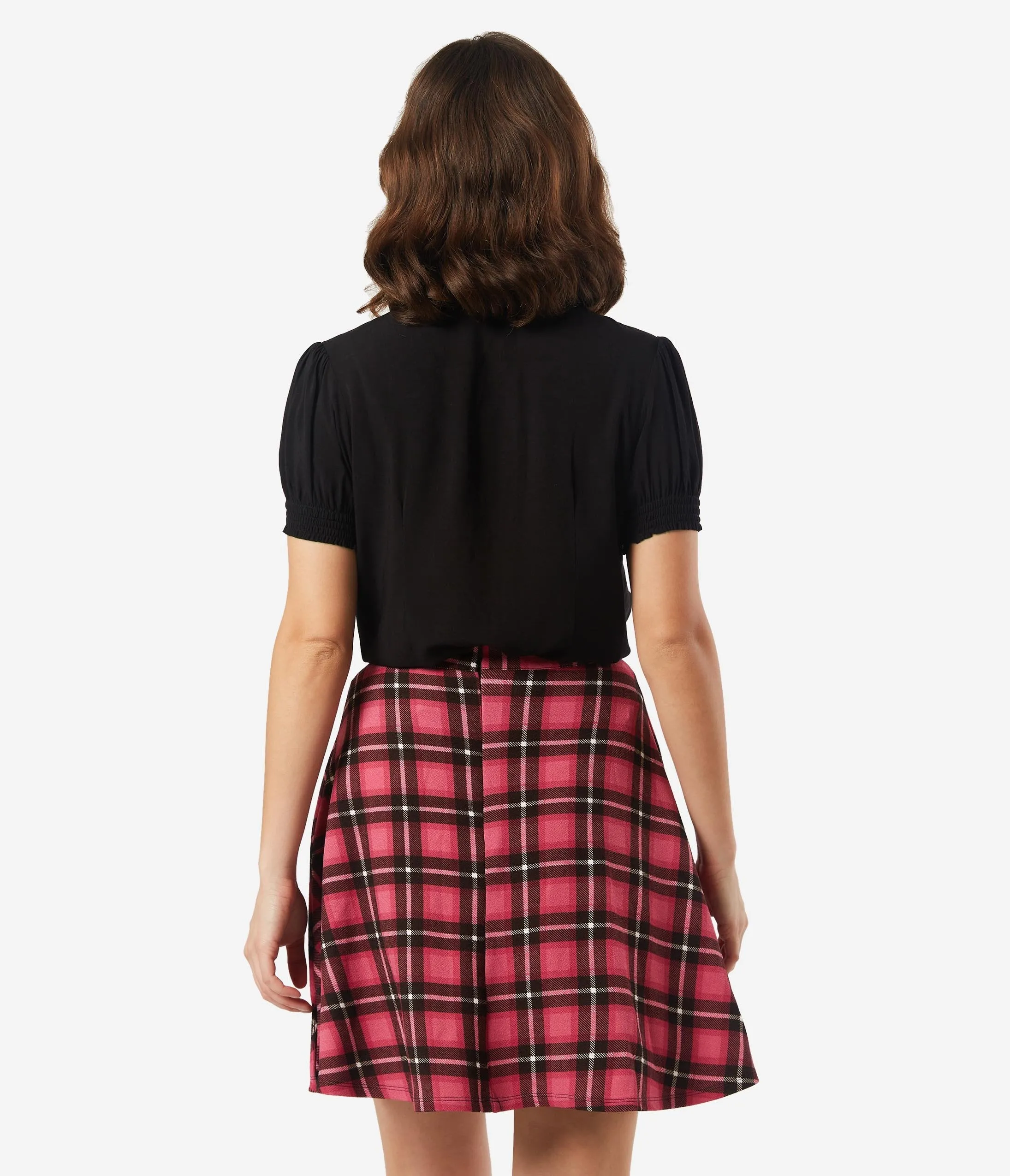 Hell Bunny Black & Pink Bow Tie Bee Buzz Blouse
