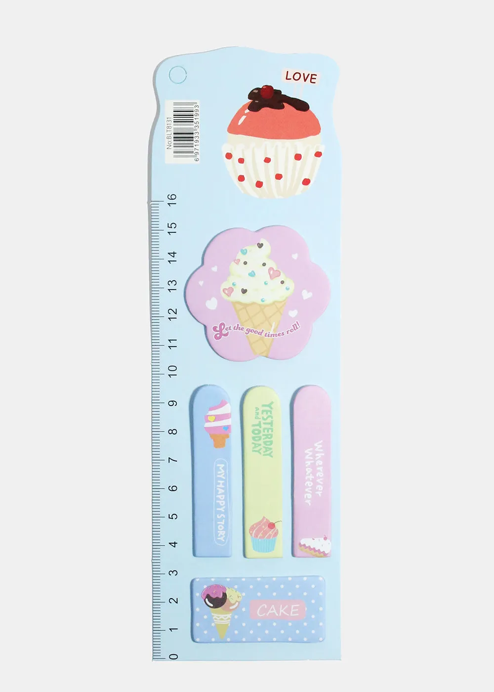 Ice Cream Print Sticky Notes & Ruler