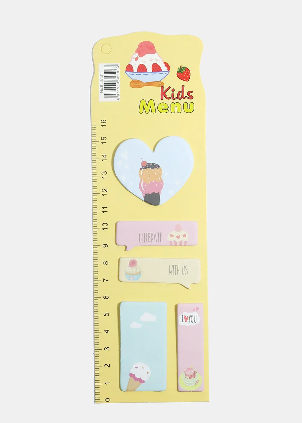 Ice Cream Print Sticky Notes & Ruler