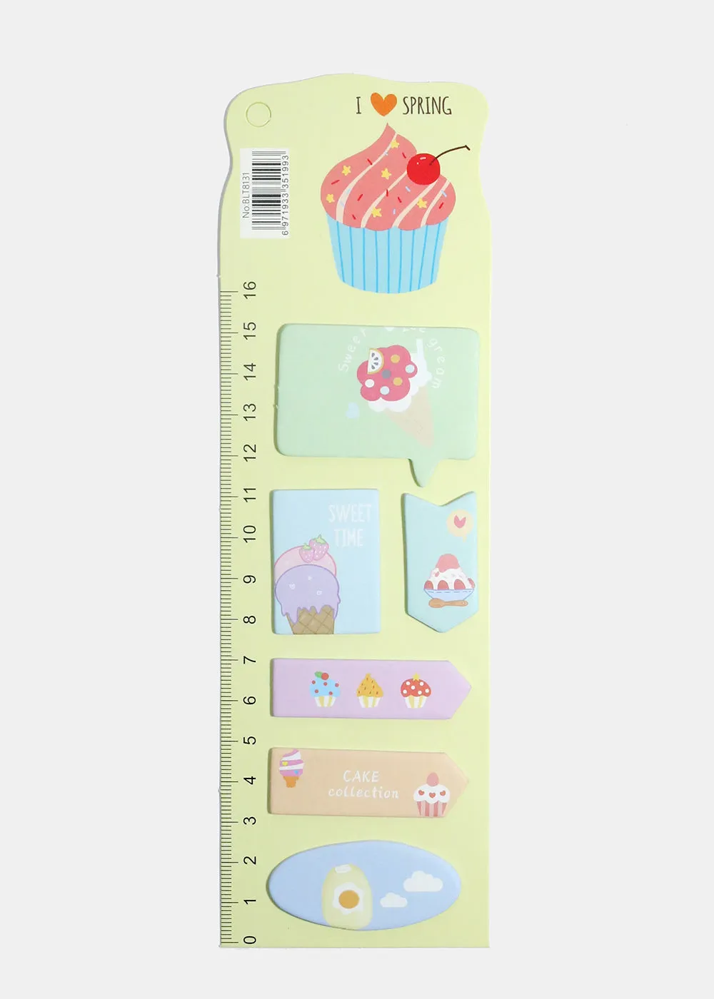 Ice Cream Print Sticky Notes & Ruler