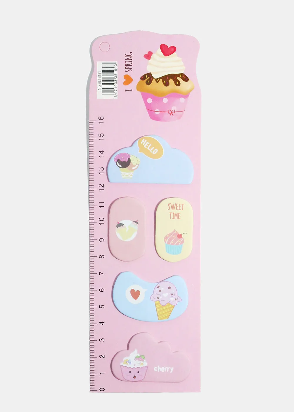 Ice Cream Print Sticky Notes & Ruler