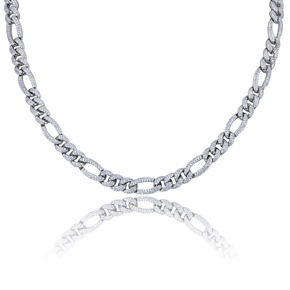 Iced out Figaro link hiphop cuban chain and bracelet